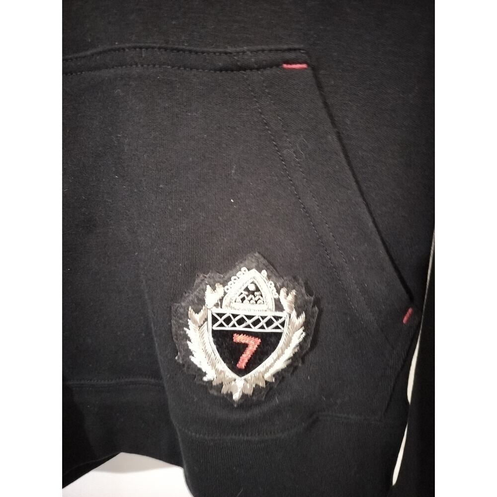 M526) Anglero NY Black Skull Pullover Cotton Leather Trim Hoodie Size XL - Picture 5 of 9